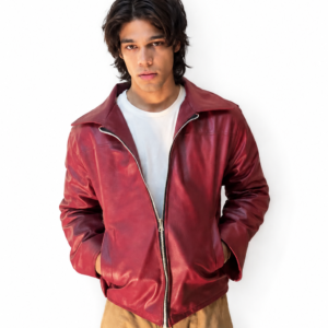Red Leather Jacket By Chitransh