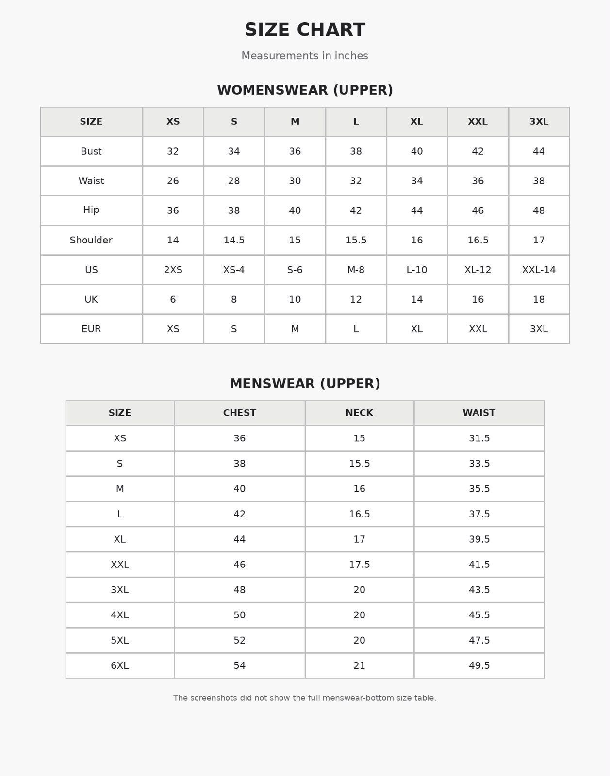 Size guide